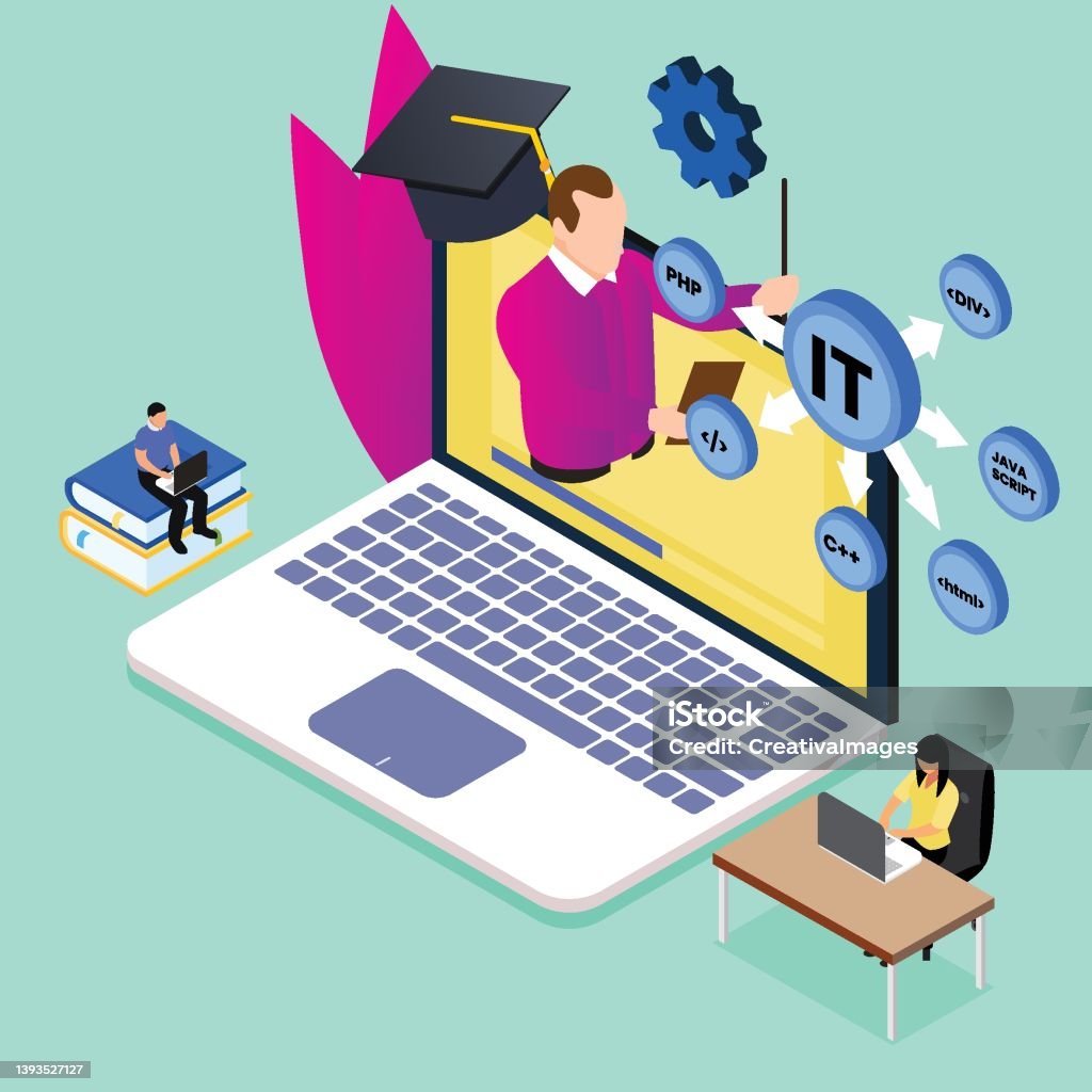 Programming Course Computer Science Isometric 3d Stock Illustration ...