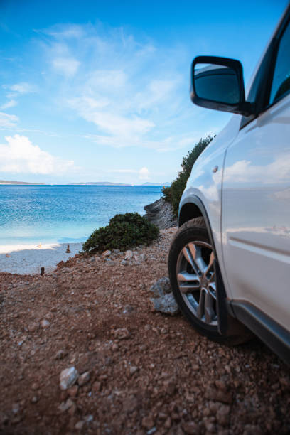 car travel concept sea vacation greece wild beach