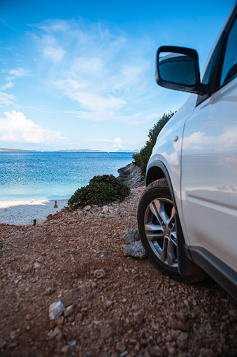 car travel concept sea vacation greece wild beach