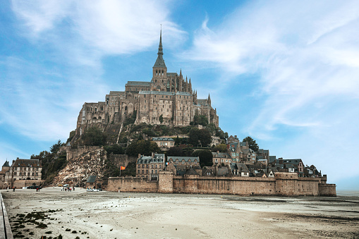 View to Le Mont Saint Michel in Normandy France.