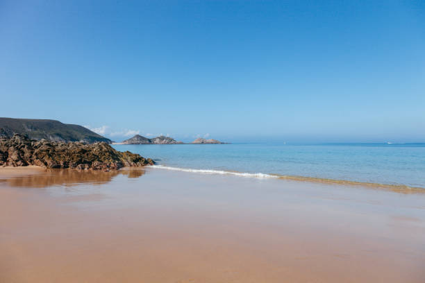 Remote beach on the Brittany coast in France