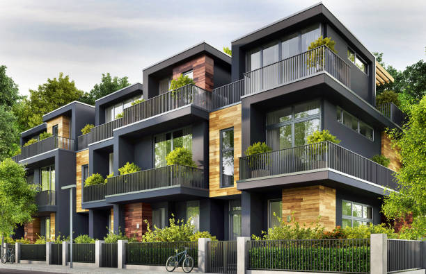 Modern townhouse design Beautiful house design flat stock pictures, royalty-free photos & images