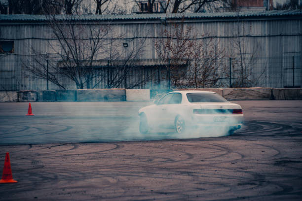 Monochrom sensor serie: Black car in blurred motion. Free of Artificial intelligence.