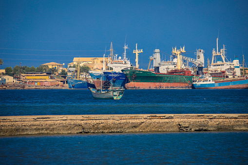 Nice View to the Blue Water Port in the Massawa, Eritrea