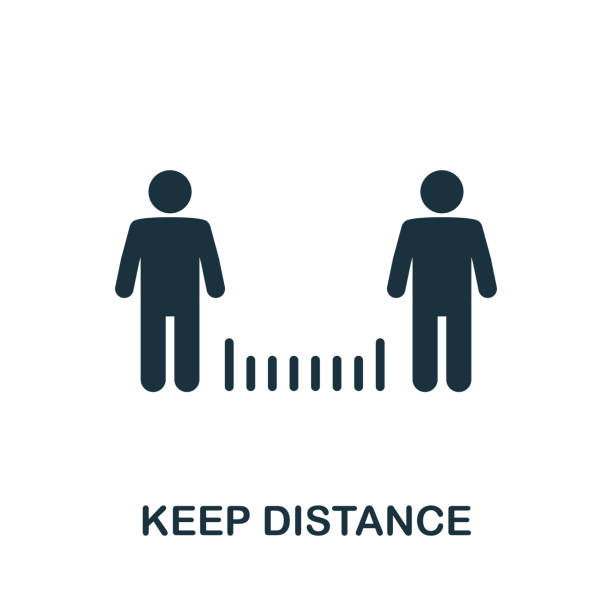 Keep Distance icon. Simple element from new normality collection. Filled monochrome Keep Distance icon for templates, infographics and banners Keep Distance icon. Monocrome element from new normality collection. Keep Distance icon for banners, infographics and templates. one point perspective person stock illustrations
