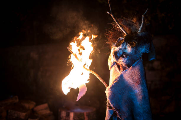 istock Spooky Pagan Rituals With Forest Entity in the NIght 1393547767