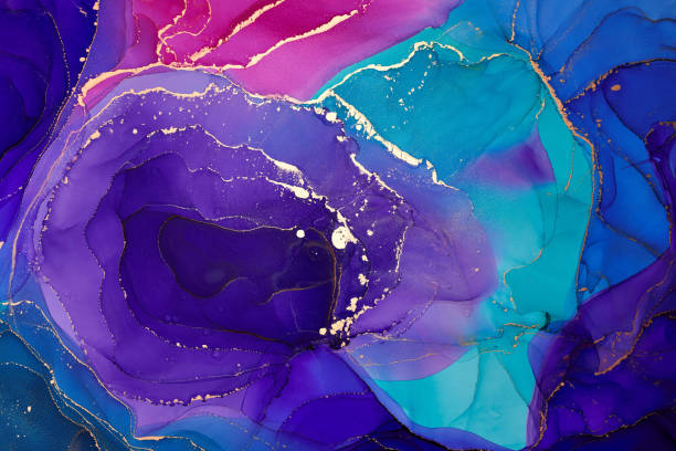 istock Natural  luxury abstract fluid art painting in alcohol ink technique. Tender and dreamy  wallpaper. Mixture of colors creating transparent waves and golden swirls. For posters, other printed materials 1393547934