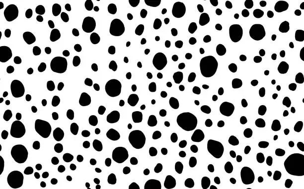 Vector illustration of Abstract modern dalmatian fur seamless pattern. Animals trendy background. Black and white decorative vector illustration for print, card, postcard, fabric, textile. Modern ornament of stylized skin