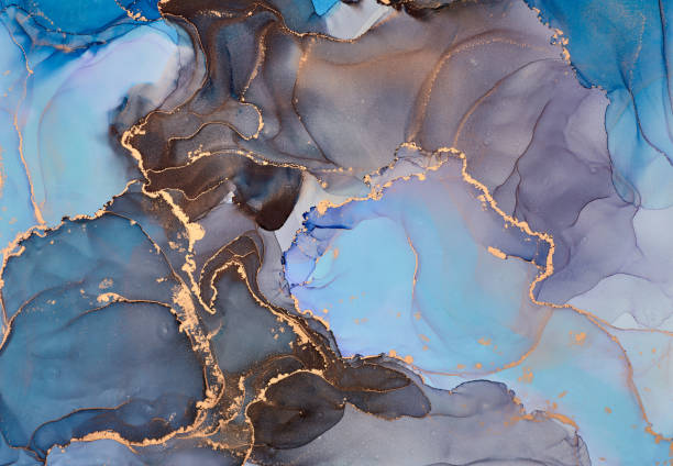 istock Natural  luxury abstract fluid art painting in alcohol ink technique. Tender and dreamy  wallpaper. Mixture of colors creating transparent waves and golden swirls. For posters, other printed materials 1393549108