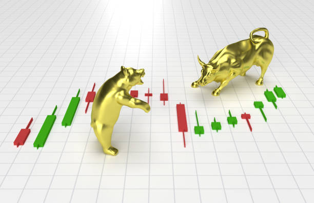 istock Stock Market Bears Vs Bulls, Candle Sticks 1393549129