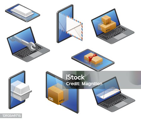 istock Online Services Delivery Isometric Illustration 1393549715