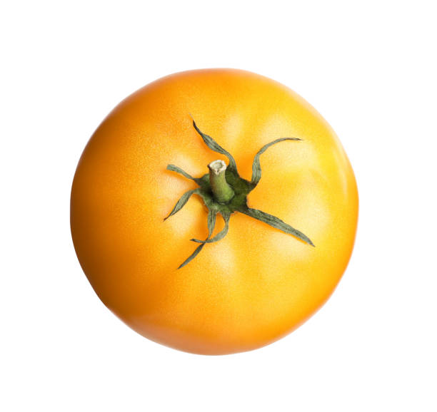 istock Fresh ripe yellow tomato isolated on white 1393550690