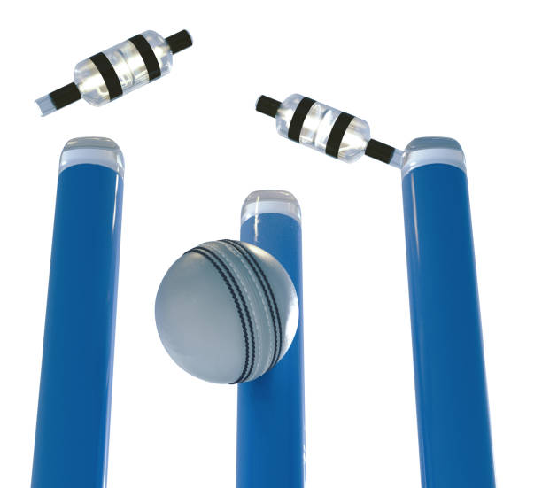 muñones de wicket de cricket iluminados - crease fotografías e imágenes de stock