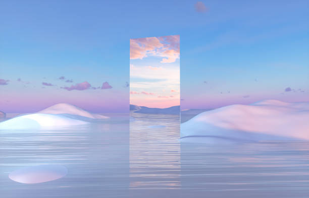 Abstract Winter landscape scene background. Surreal scene.