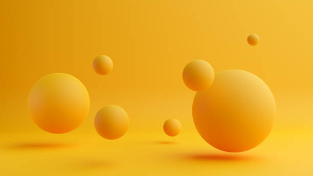 istock Abstract 3d rendering of yellow spheres on yellow background. 1393556554