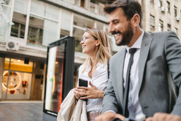 istock Business people with electric scooter 1393557503