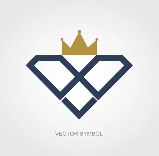 Vector illustration of Crown on Diamond symbol design