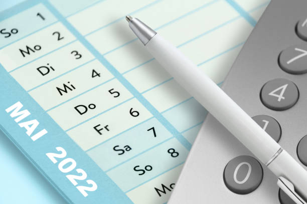 istock German calendar 2022 May with pencil and calculator 1393561396