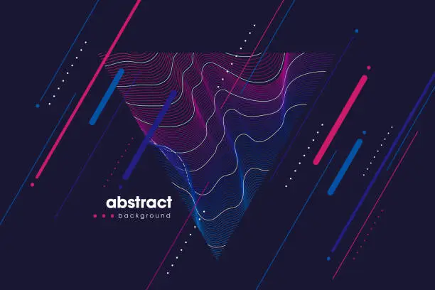 Vector illustration of Abstract background with a colored dynamic waves, line and particles