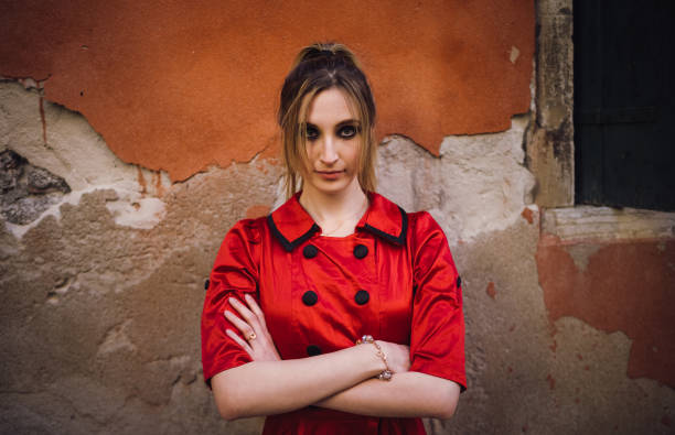 Retro-styled portrait of young attractive woman