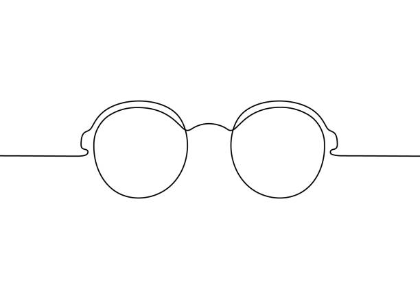 Glasses one black single continuous line art drawing style, sunglasses outline. Front view of eyeglasses minimalist linear sketch. Protection eye from sun. Vector illustration on white background Glasses one black single continuous line art drawing style, sunglasses outline. Front view of eyeglasses minimalist linear sketch. Protection eye from sun. Vector on white background eyeglasses stock illustrations