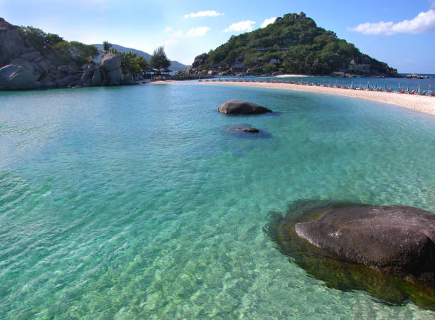 istock White sand beach, emerald clear andaman sea and bright blue sky 1393577034