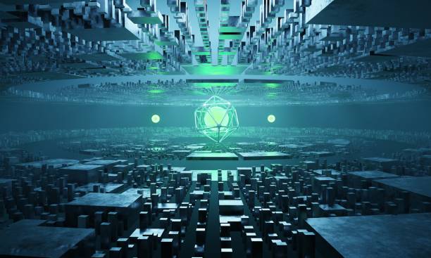 istock Abstract Electronic circuit board close up, computer chip, mother board with neon lights, 3D rendering illustration. 1393578590