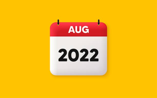 istock August month icon. Event schedule Aug date. Calendar agenda 3d icon. Vector 1393580242