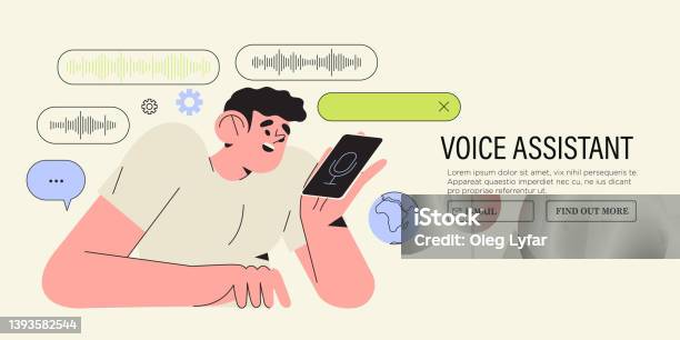 Voice Command Phone Assistant Voice Recognition Concept Man Hold Smart Phone Using Voice Assistant ...