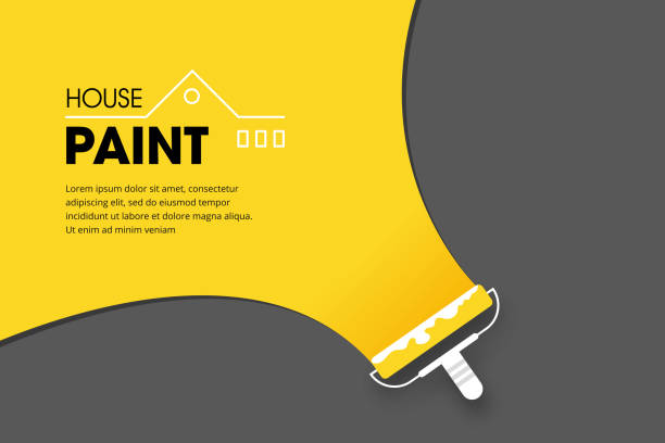 remodel house remodel emblem, naprawa farby domowej - barwiony wizerunek stock illustrations