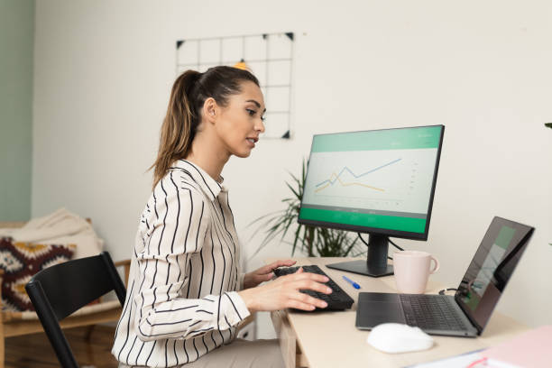 istock Young businesswoman working at home 1393586944