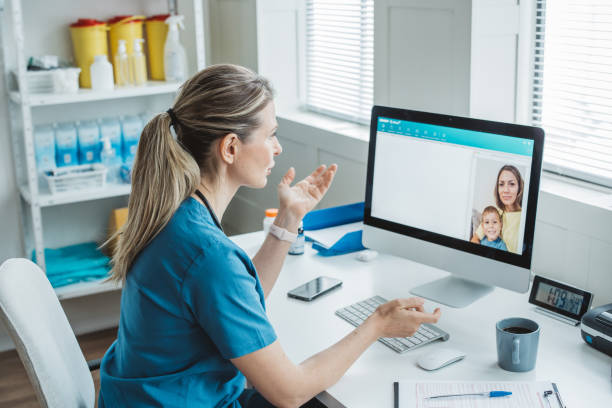 istock Doctor meeting remotely with her patient 1393587751