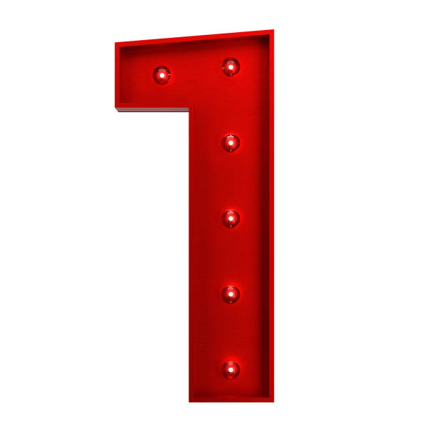 istock Red Metallic Number 1 With Light Bulbs 1393588088