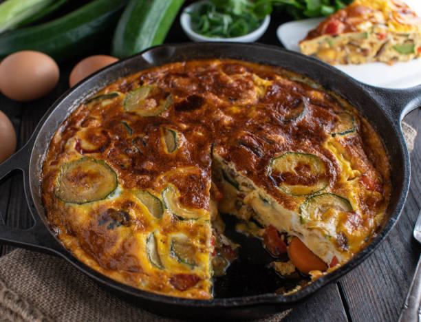 Frittata with mediterranean vegetables stock photo