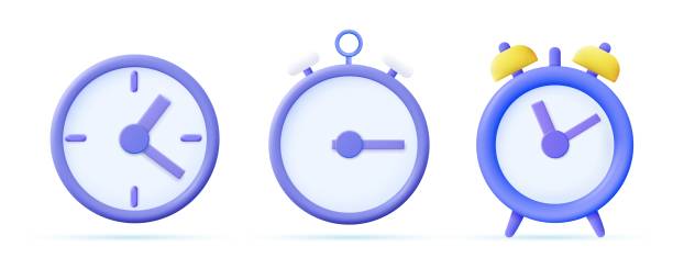 3d 라운드 시계 아이콘 - stopwatch watch clock speed stock illustrations