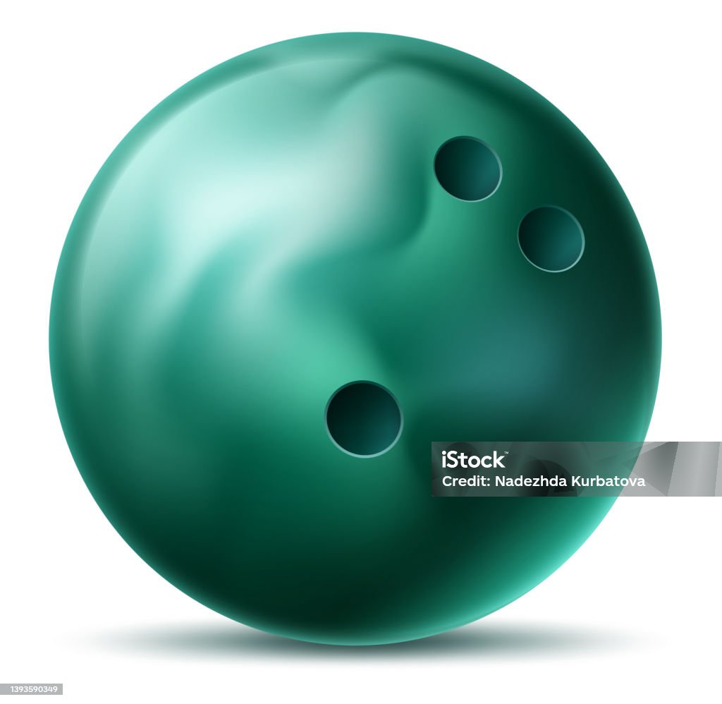 Bowling Ball Realistic Green Sphere For Striking Game Stock