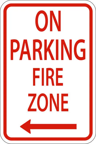 Vector illustration of No Parking Fire Zone,Left Arrow Sign On White Background