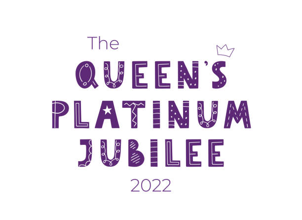 ilustraciones, imágenes clip art, dibujos animados e iconos de stock de el jubileo de platino de la reina. celebración reina isabel. letras dibujadas a mano. diseño para banner, tarjeta de felicitación, folleto y más. - jubilee