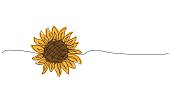 Continuous one line drawing of sunflower