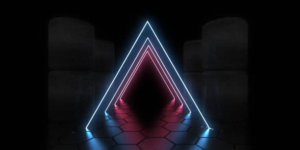 istock 3D abstract background with neon lights. neon tunnel  .space construction . .3d illustration 1393610418