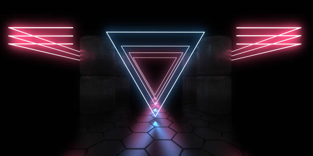istock 3D abstract background with neon lights. neon tunnel  .space construction . .3d illustration 1393610420