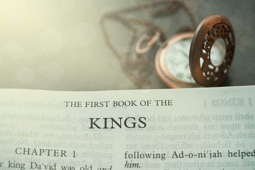 The first Book of Kings in Holy Bible Book for learning and inspiration with God and Christian life