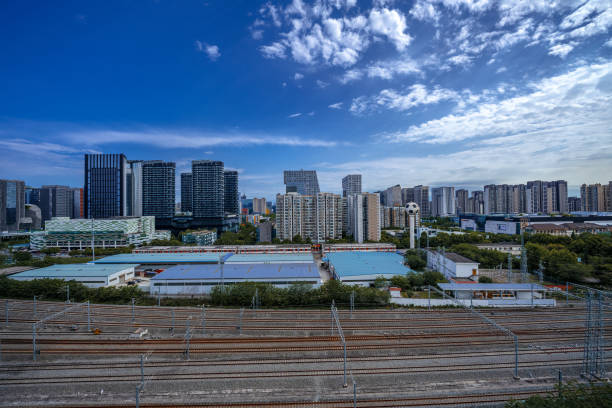 istock Sunny afternoon Chengdu modern urban architecture and modern 1393614330