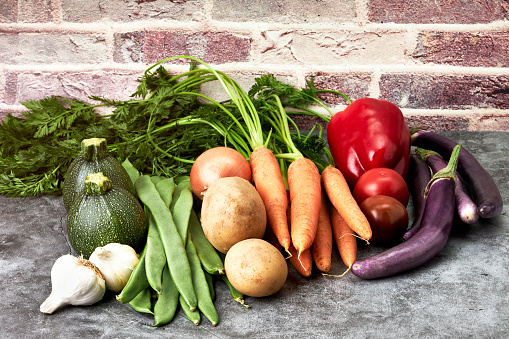 Composition of fresh vegetables. Vegetarian and vegan food. Healthy food