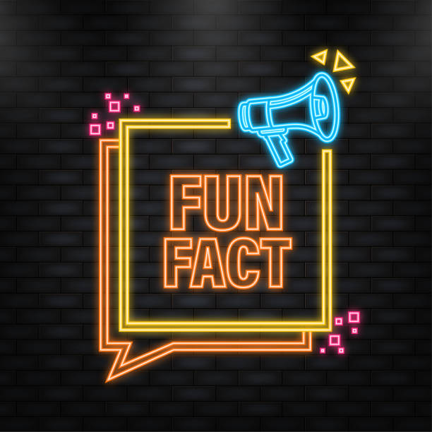 Neon Icon. Fun fact feedback megaphone yellow banner in 3D style on white background. Vector illustration Neon Icon. Fun fact feedback megaphone yellow banner in 3D style on white background. Vector illustration. fact bubble stock illustrations