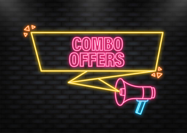 neon-symbol. combo bietet feedback megaphon rotes banner im 3d-stil auf weißem hintergrund. vektor-illustration - 5547 stock-grafiken, -clipart, -cartoons und -symbole