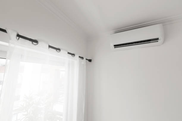 istock Flat air conditioner on white wall in room interior 1393620084