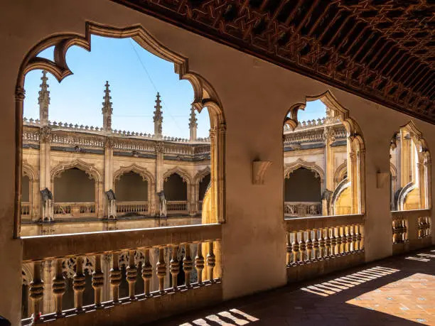 Gothic atrium of Monastery of San Juan de los Reyes in the Old city of Toledo, Spain, UNESCO World Heritage