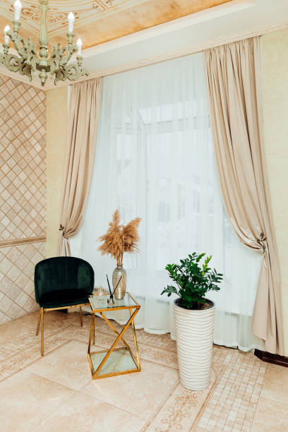 istock curtain fabric silk ivory in the interior 1393624145
