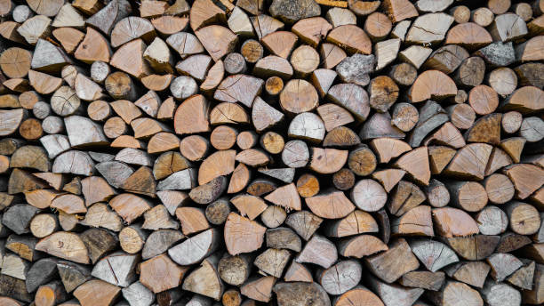 istock Wood logs in a pile. 1393624979